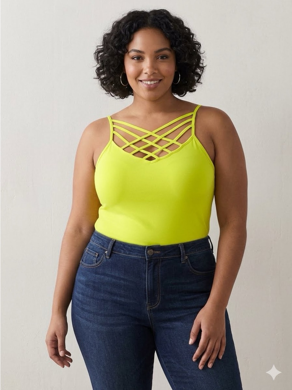 torrid Neon Greenish-Yellow Crisscross Cage Strappy Cami Size 1X